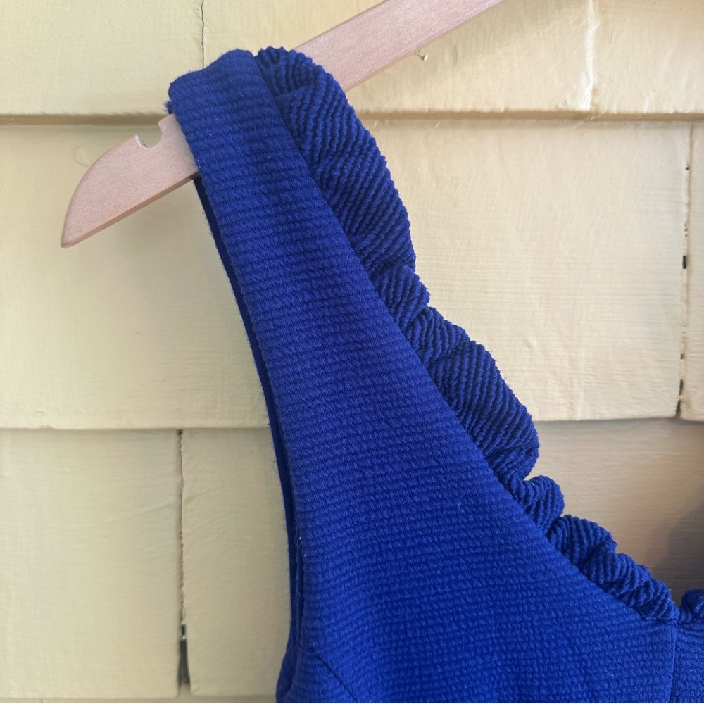 Maeve Scalloped, ribbed blue cotton dress. XS - Picture 4 of 6